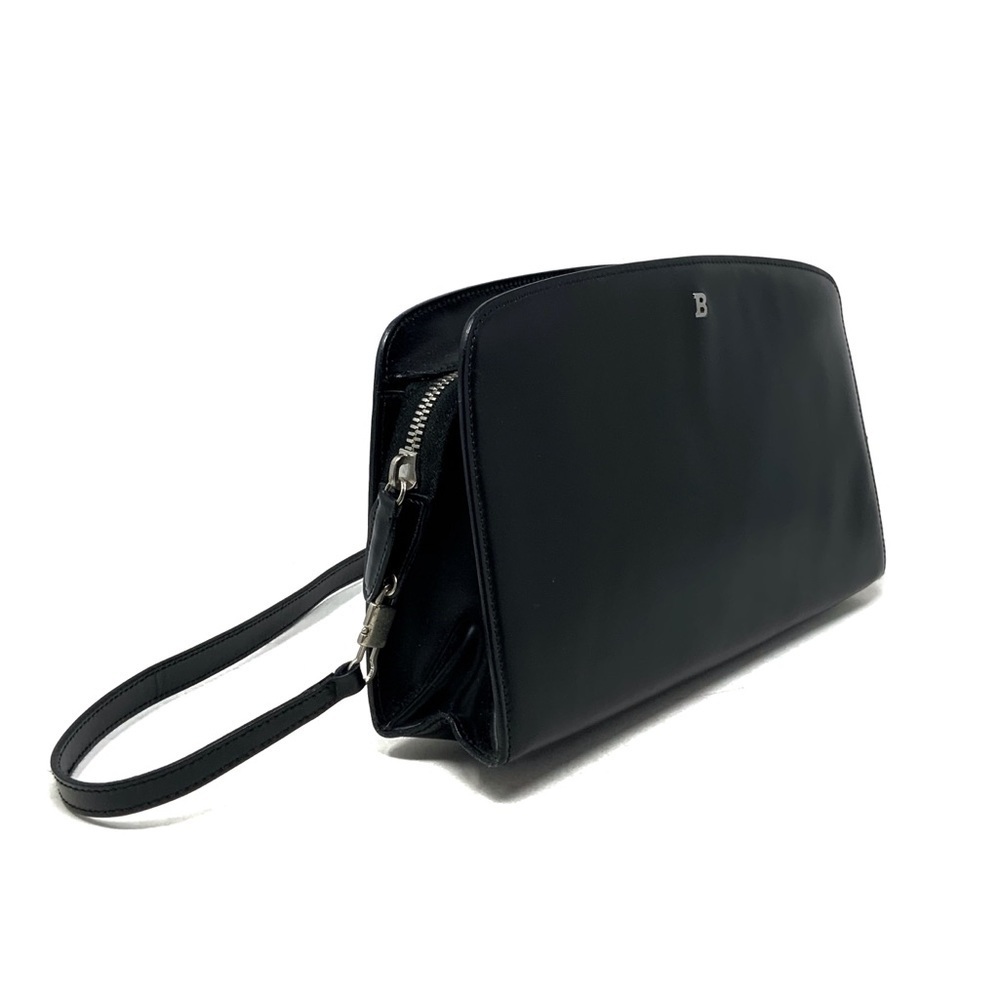 Vintage BALLY Designer Black Calfskin Leather Shoulder Bag